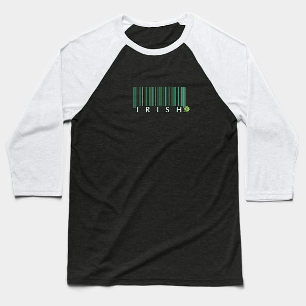 Irish barcode and shamrock Baseball T-Shirt by Finji